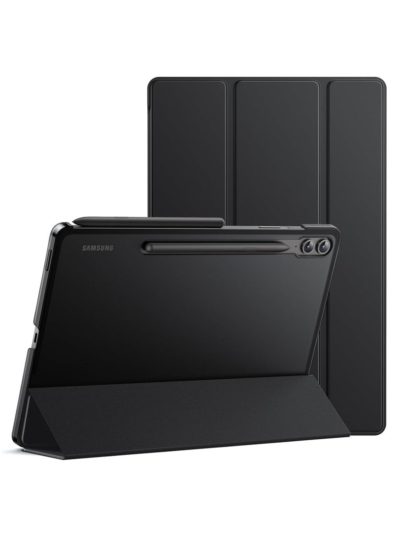 Jetech حافظة لجهاز سامسونج جالكسي تاب S9 Fe Plus S9 Fe Plus مقاس 12.4 بوصة مع ظهر شفاف رفيع وحامل ثلاثي الطي وغطاء حماية للكمبيوتر اللوحي يدعم قلم S Pen للشحن والإيقاظ التلقائي باللون الأسود - Image 1
