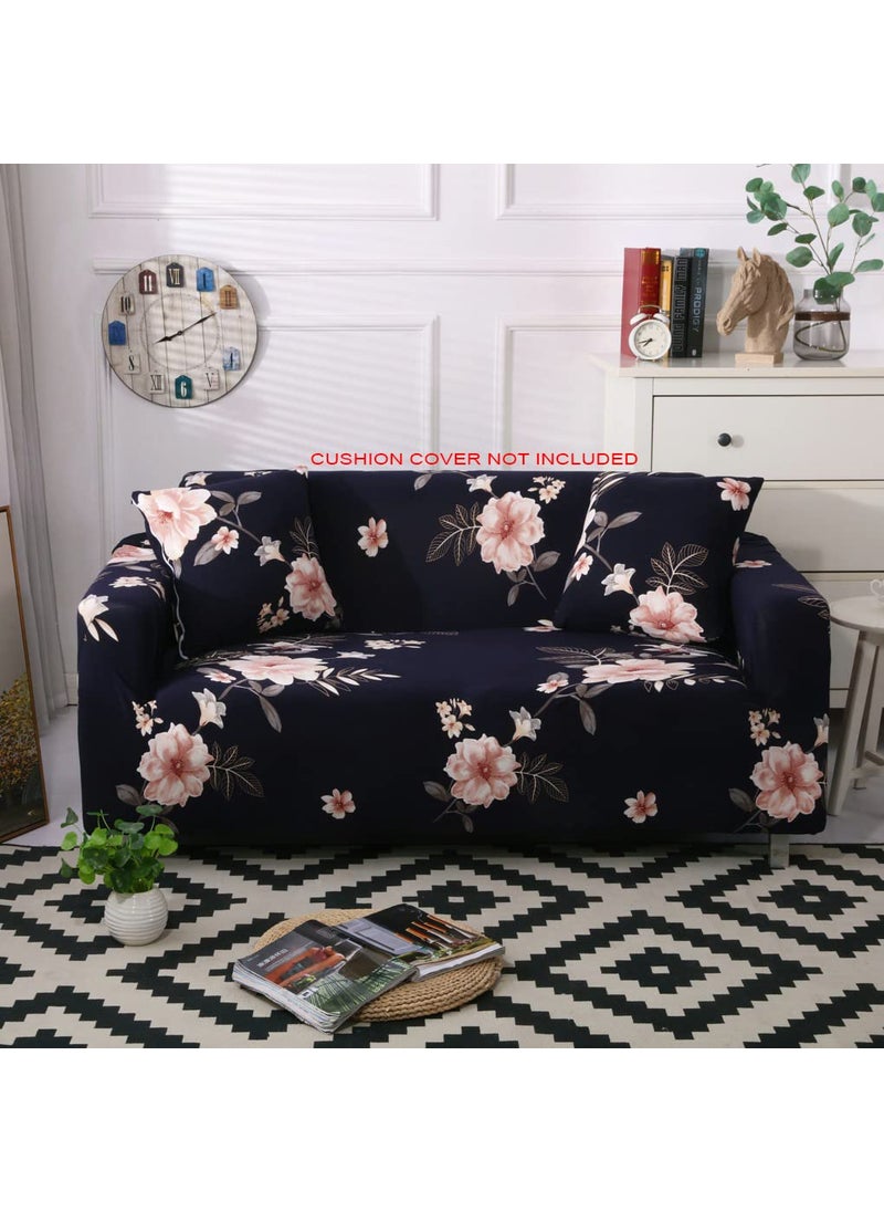 Styleys Styleys Universal Elastic Stretchable Sofa Cover/Slipcover for Couch - Protect Your Couch/Sofa from Kids, Pets, Dust (3 Seater, 180-230 cms, Flower in Dark Blue, SLMH-12)  - Image 2