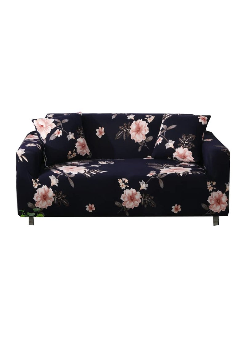 Styleys Styleys Universal Elastic Stretchable Sofa Cover/Slipcover for Couch - Protect Your Couch/Sofa from Kids, Pets, Dust (3 Seater, 180-230 cms, Flower in Dark Blue, SLMH-12)  - Image 1