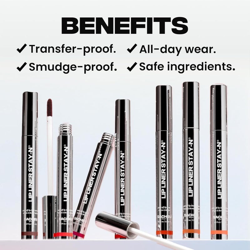 Sacheu Lip Liner STAY-N Peel Off Lip Stain â€” Long Lasting Waterproof Lip Tint with Hyaluronic Acid & Vitamin E â€” Transfer Proof Matte Finish, Vegan & Cruelty-Free (p-INKED) - Image 4