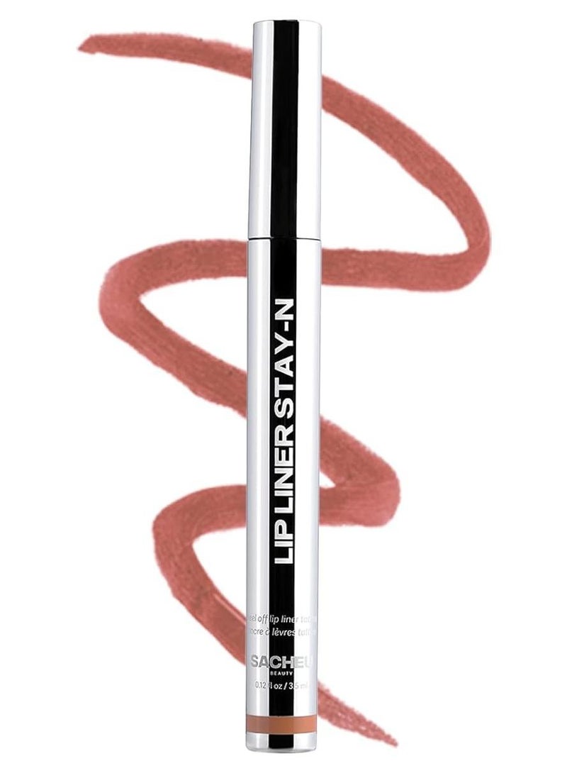 Sacheu Lip Liner STAY-N Peel Off Lip Stain â€” Long Lasting Waterproof Lip Tint with Hyaluronic Acid & Vitamin E â€” Transfer Proof Matte Finish, Vegan & Cruelty-Free (p-INKED) - Image 1