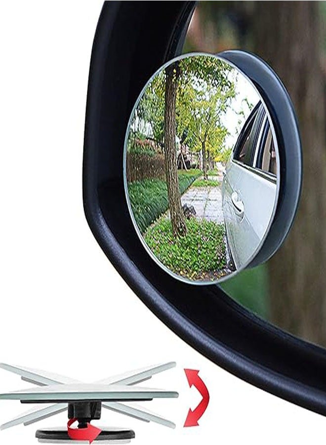 Blind Spot Mirror, 2" Round HD Glass Frameless Convex Rear View Mirror, Pack of 2 - Image 1