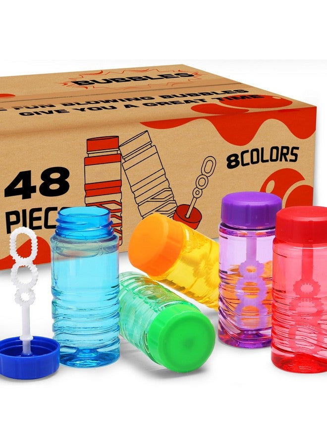 MAPIXO 48 Pack Bubble Bottle With Wand Attached To The Cap (8 Colors) Bubbles Bulk Set For Kids Party Favors Blower Bubbles Refill Toy For Toddler Summer Outside Birthday Gift Goody Bag Stuffers Supplies - Image 1