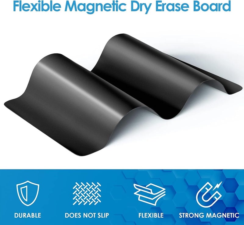 X spring Dry Erase Board, Fridge Magnetic Black Dry Erase Board For Kitchen, Peel Removable Diy Magnetic Fridge Dry Erase Board For School, Office, Home, Art, Includes 4 Markers And Eraser - Image 3