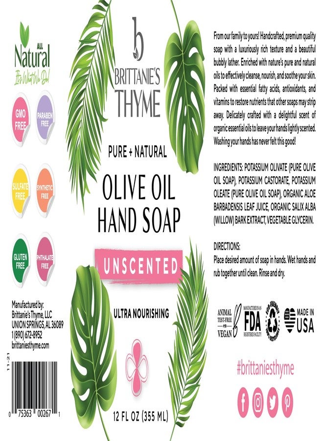 Brittanie's Thyme Brittanie’s Pure Castile Liquid Soap Refill, Unscented, 12 Ounce 3 Pack | Dish Soap, Hair & Body, Home, Gentle and Pure, Made with Natural Luxurious Oils, Vegan & Gluten Free Non-GMO - Image 2