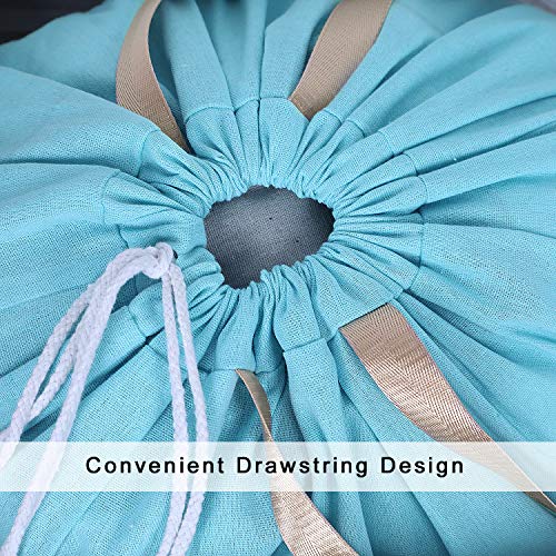 SANFERGE Heavy Duty Laundry Bag with Drawstring and Handle, Extra Large Travel Dirty Clothes Bag for Laundromat and Household, Durable Rip-Stop Laundry Hamper Liner, 28 x 40 Inch by SANFERGE, Light Blue - Image 4