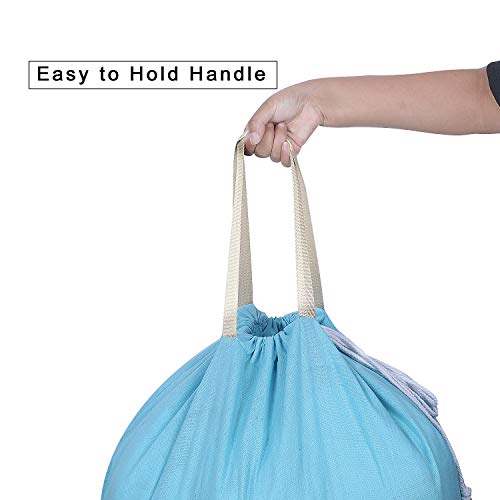 SANFERGE Heavy Duty Laundry Bag with Drawstring and Handle, Extra Large Travel Dirty Clothes Bag for Laundromat and Household, Durable Rip-Stop Laundry Hamper Liner, 28 x 40 Inch by SANFERGE, Light Blue - Image 3