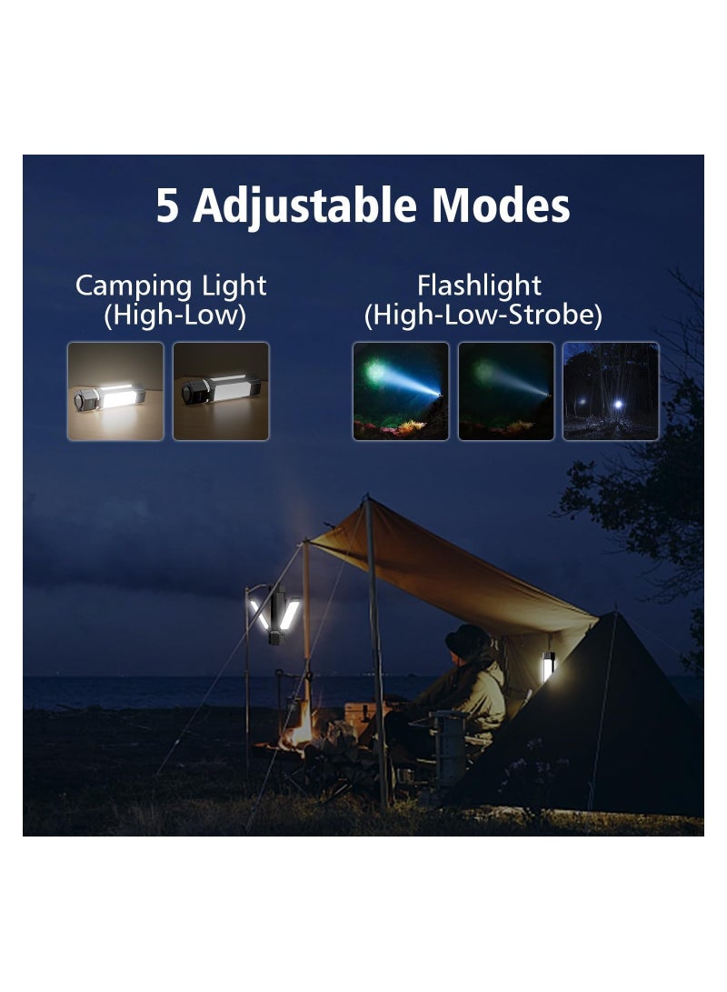 KASTWAVE Camping Lantern, LED Flashlight Lantern, Foldable Electric Camping Lights Lamp 5 Modes, 3000mAh Portable Power Bank with Magnetic Top for Outdoor, Power Cuts, Fishing, Magnetic Vehicle Repair Light - Image 3