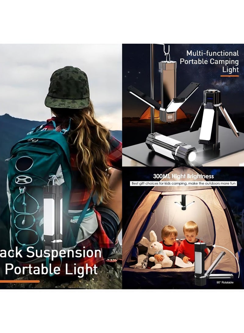 KASTWAVE Camping Lantern, LED Flashlight Lantern, Foldable Electric Camping Lights Lamp 5 Modes, 3000mAh Portable Power Bank with Magnetic Top for Outdoor, Power Cuts, Fishing, Magnetic Vehicle Repair Light - Image 2