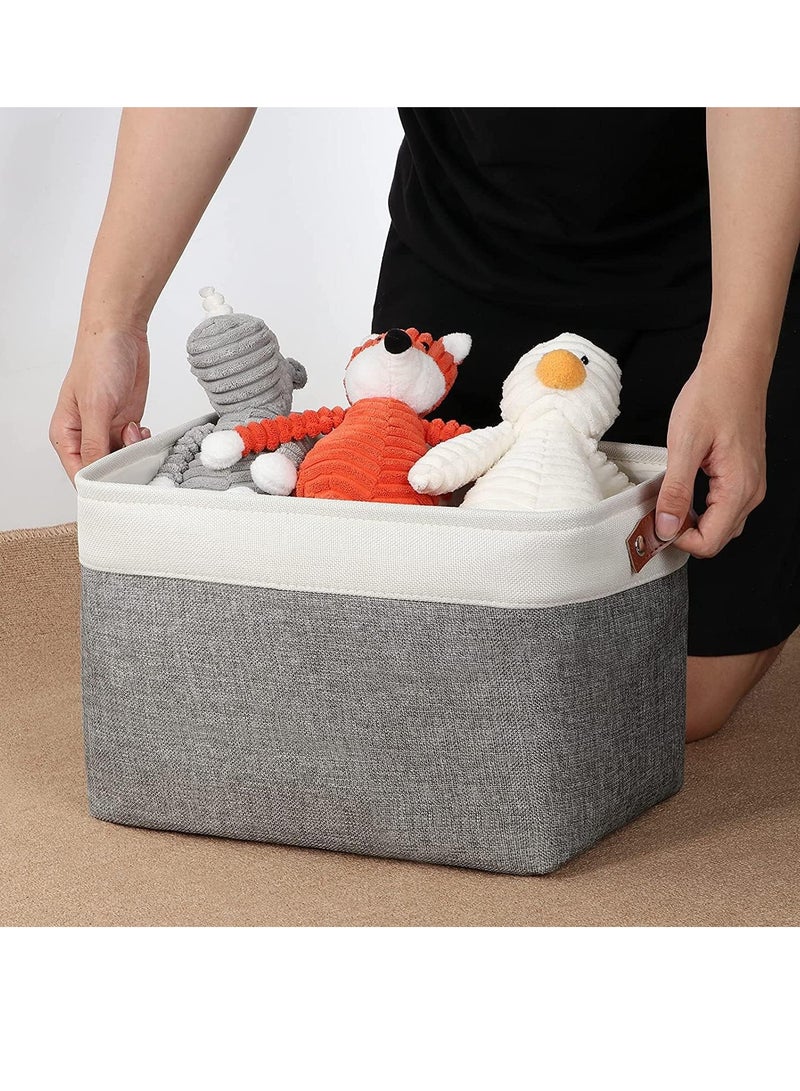 Beauenty Storage Bins, 3 Pcs Fabric Storage Basket, Linen Closet Organizers with Handles Cubes, Rectangular Fabric Storage Bins Collapsible, Perfect for Shelves, Closets, Home, Office(Grey+Beige) - Image 4