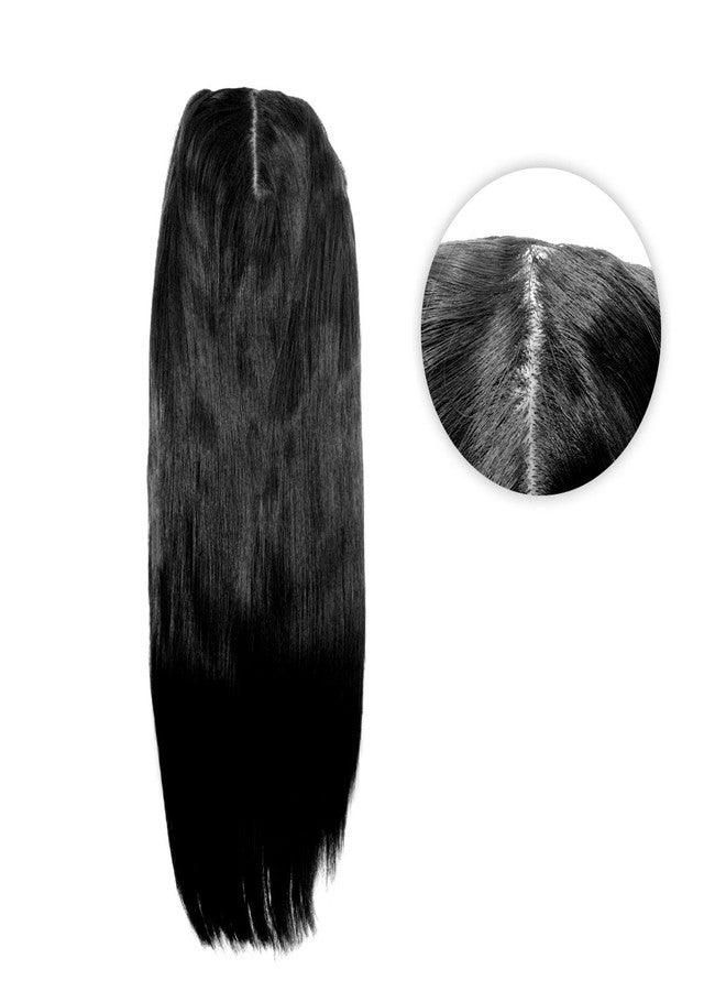 AASA 19 Inches Hair Toppers Long Synthetic Clip in Crown Topper for Women and Girls (Black) - Image 5