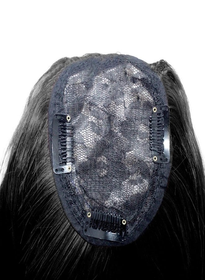 AASA 19 Inches Hair Toppers Long Synthetic Clip in Crown Topper for Women and Girls (Black) - Image 4