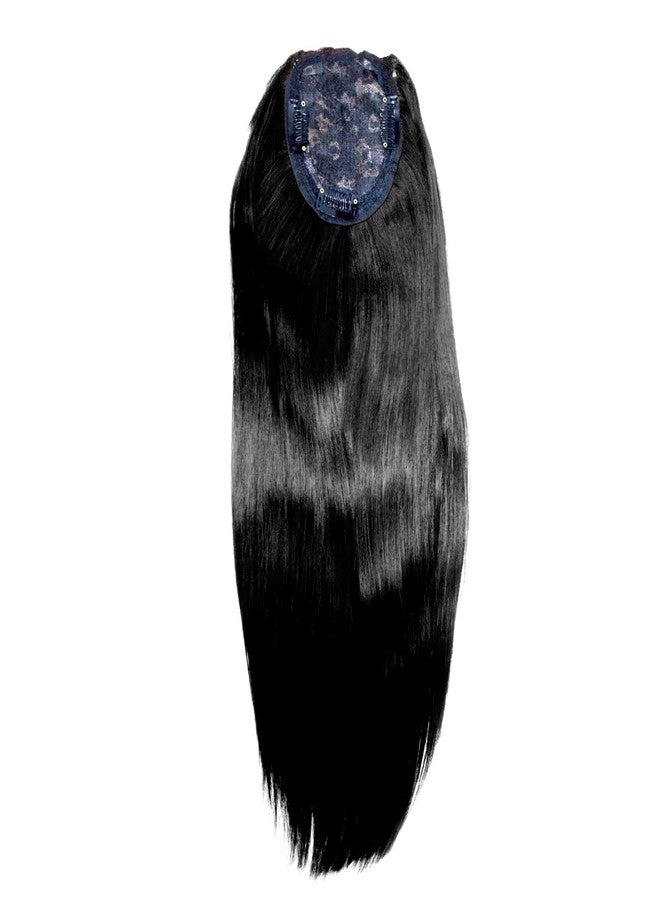 AASA 19 Inches Hair Toppers Long Synthetic Clip in Crown Topper for Women and Girls (Black) - Image 3