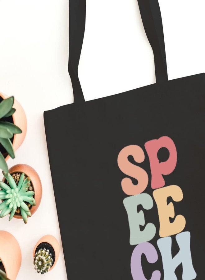 WCGXKO Speech Therapist Gift SPPECH Tote Bag For SLP Speech Therapy Student SLP Graduation Gift (SPPECH2 black) - Image 5