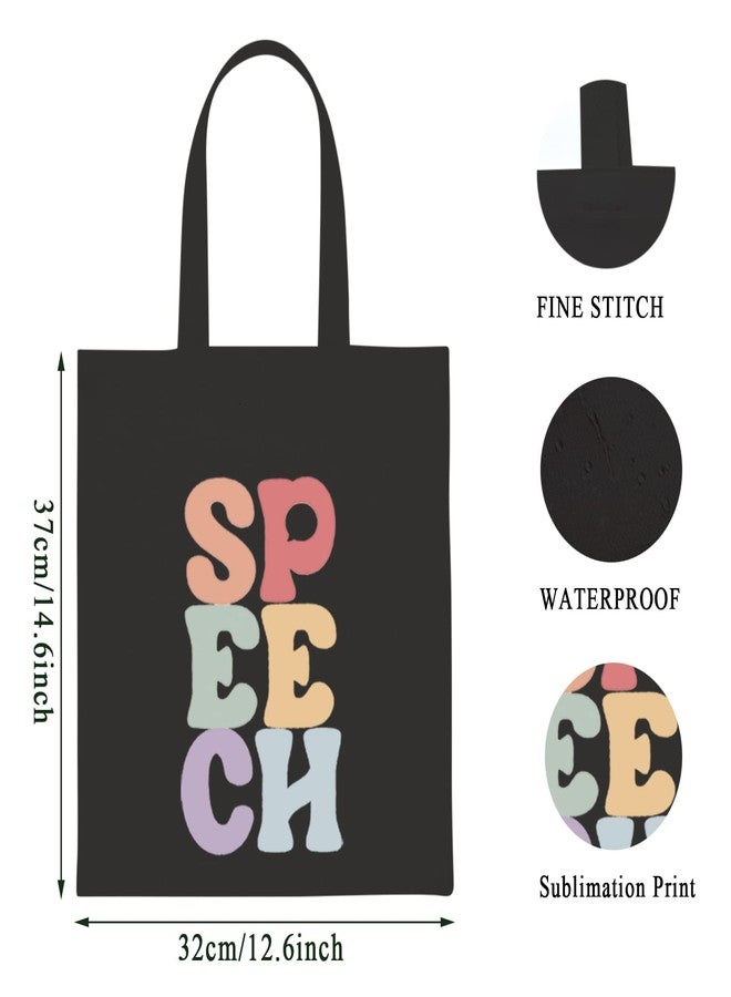 WCGXKO Speech Therapist Gift SPPECH Tote Bag For SLP Speech Therapy Student SLP Graduation Gift (SPPECH2 black) - Image 2