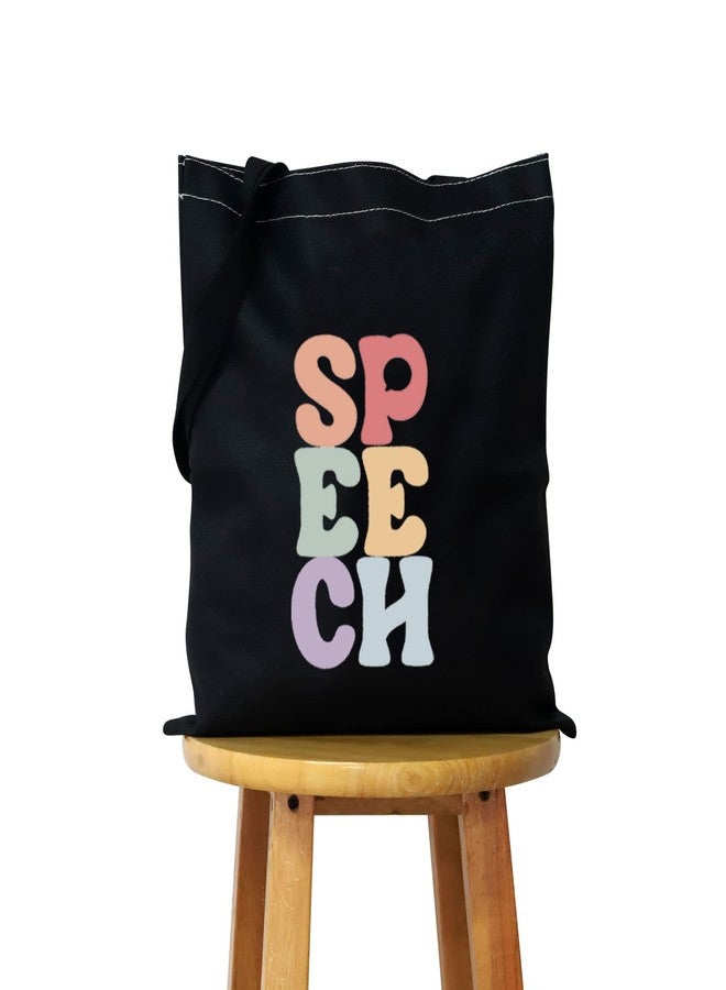 WCGXKO Speech Therapist Gift SPPECH Tote Bag For SLP Speech Therapy Student SLP Graduation Gift (SPPECH2 black) - Image 1