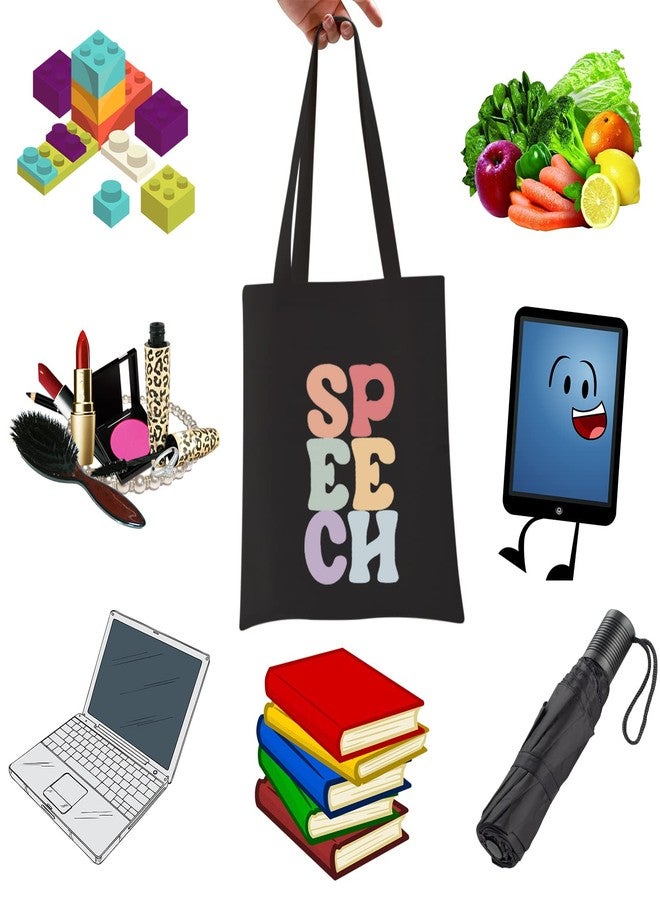 WCGXKO Speech Therapist Gift SPPECH Tote Bag For SLP Speech Therapy Student SLP Graduation Gift (SPPECH2 black) - Image 3