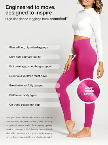 Conceited Fleece Lined Leggings Women - Warm - Winter - Women's Tights - Available in Plus Size - Mauve - Small - Medium - Image 2