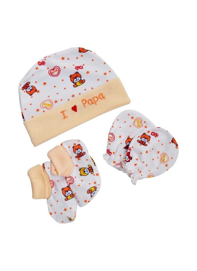 MOM'S HOME - Moms Home New Born Baby Cap Mitten Bootie Setgentle To Baby Delicate Skin 2 Sets - Image 1
