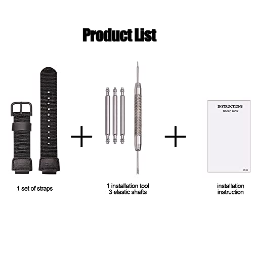 MCXGL 16mm Replacement Strap Compatible with Casio GA100 110 120 700 2100 DW5600 6900 AWG-M100 GW9400 Nylon Leather Bracelet Watch Band Watch Accessories (Black Black Button) - Image 3