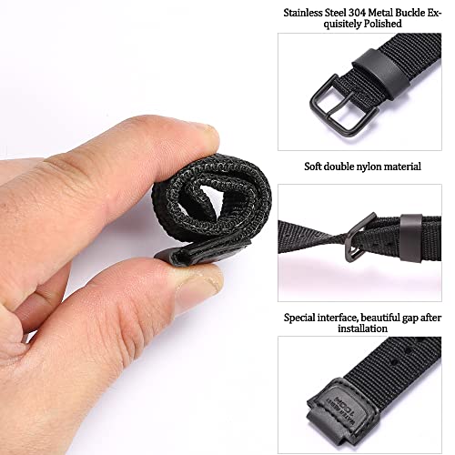 MCXGL 16mm Replacement Strap Compatible with Casio GA100 110 120 700 2100 DW5600 6900 AWG-M100 GW9400 Nylon Leather Bracelet Watch Band Watch Accessories (Black Black Button) - Image 4