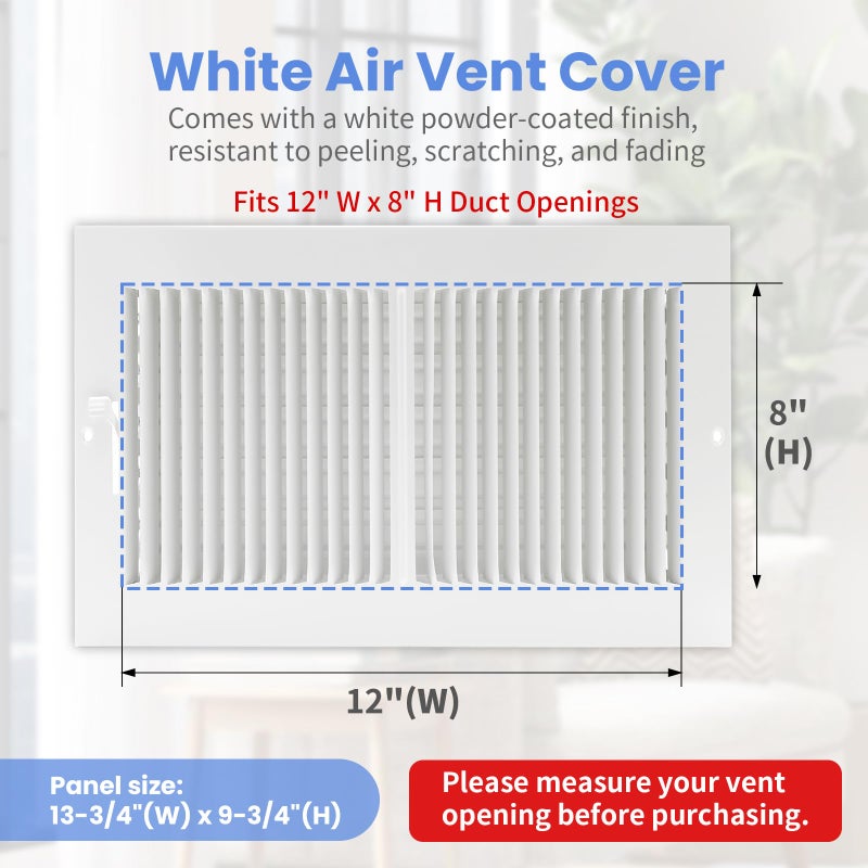 Howeall 12 x 8 Inch [Duct Opening] Air Vent Covers for Wall or Ceiling - High Airflow 2 Way Steel Ventilation - Adjustable Wall/Ceiling Register, 13-3/4 Inch x 9-3/4 Inch [Overall Dimensions] - Image 2