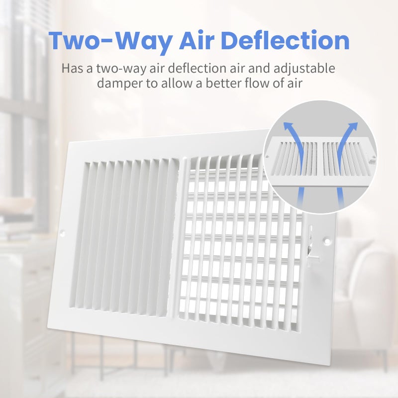 Howeall 12 x 8 Inch [Duct Opening] Air Vent Covers for Wall or Ceiling - High Airflow 2 Way Steel Ventilation - Adjustable Wall/Ceiling Register, 13-3/4 Inch x 9-3/4 Inch [Overall Dimensions] - Image 4
