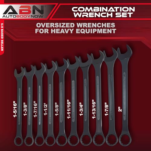 ABN Large Combination Wrench Set SAE 1-5/16 to 2in - Standard 10 Piece Jumbo Open End Wrench Set - Image 2