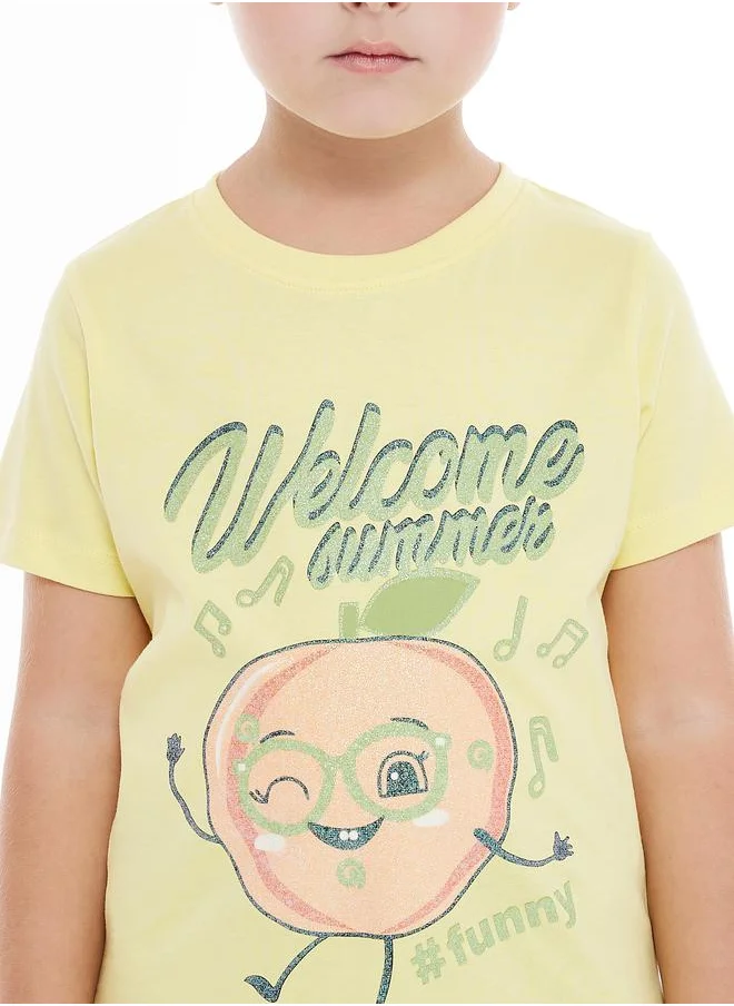 victor and jane Glitter Graphic Print T-Shirt by Styli