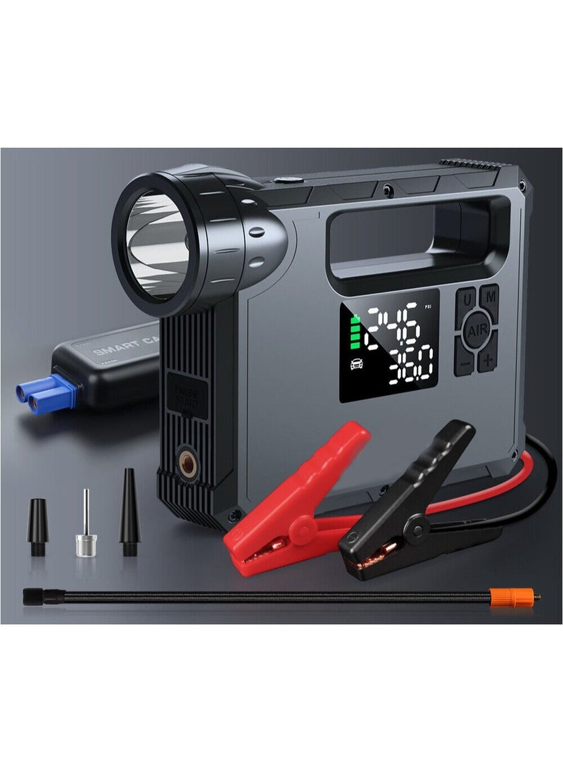 Generic 5 in 1 Car Jump Starter / Tire Inflator / Flashlight / Camp Light / Power Bank, Battery 16,000 mAh, 1000-2000A, Cordless Car Air Compressor 150 PSI, Pump Smart Auto Shut off, Type-C Charging  - Image 1