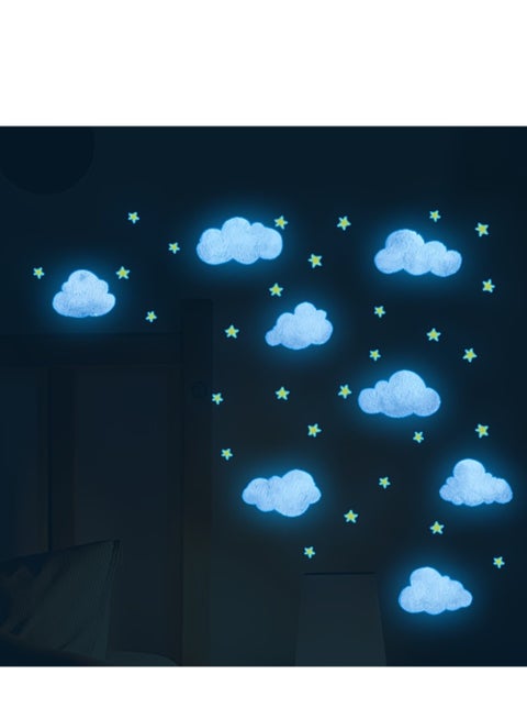 110 قطعة من ملصقات الحائط المضيئة والنجوم - ديكور PVC ذاتي اللصق، طراز معاصر لغرفة النوم وغرفة المعيشة، للاستخدام الفردي شكل غير منتظم - 20*20 سم