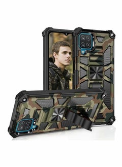 KASTWAVE Case for Samsung Galaxy A12 Case / M12 Case with Kickstand Camo Grade Rugged Cover Drop Protection Shockproof Built-in Magnetic Case for Samsung A12 /M12 Cover Case （Army Green）