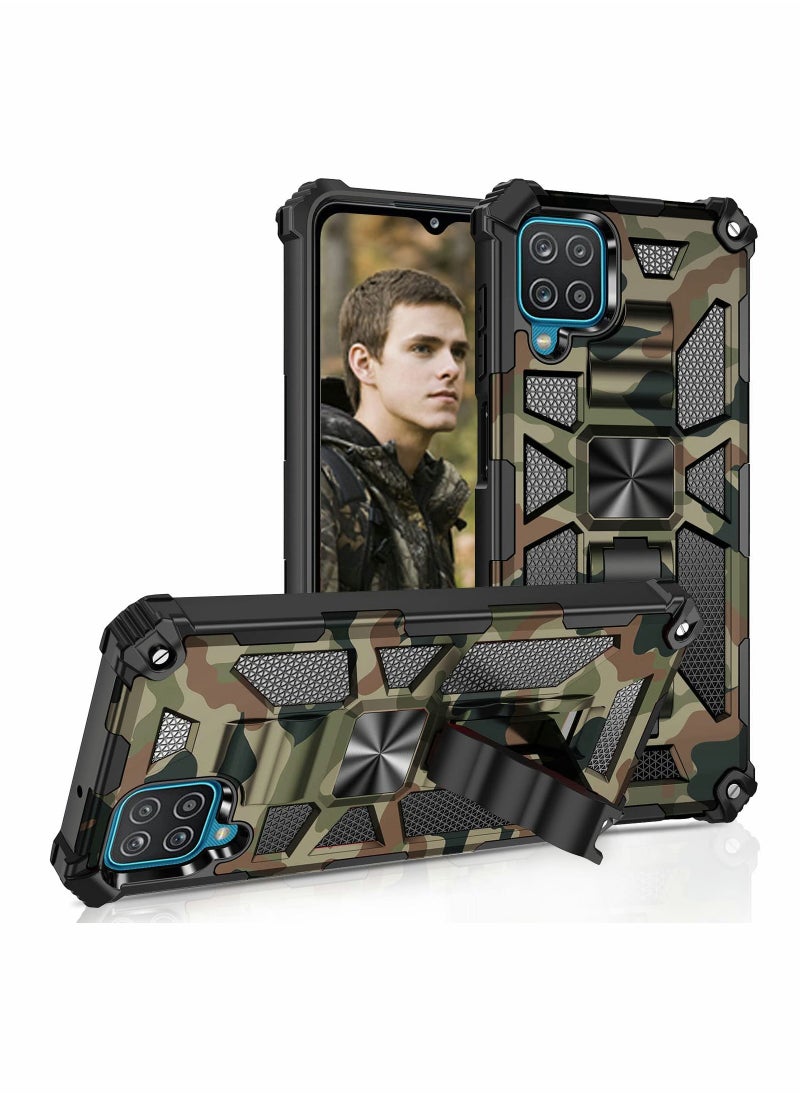 KASTWAVE - KASTWAVE Case for Samsung Galaxy A12 Case / M12 Case with Kickstand Camo Grade Rugged Cover Drop Protection Shockproof Built-in Magnetic Case for Samsung A12 /M12 Cover Case （Army Green） - Image 1