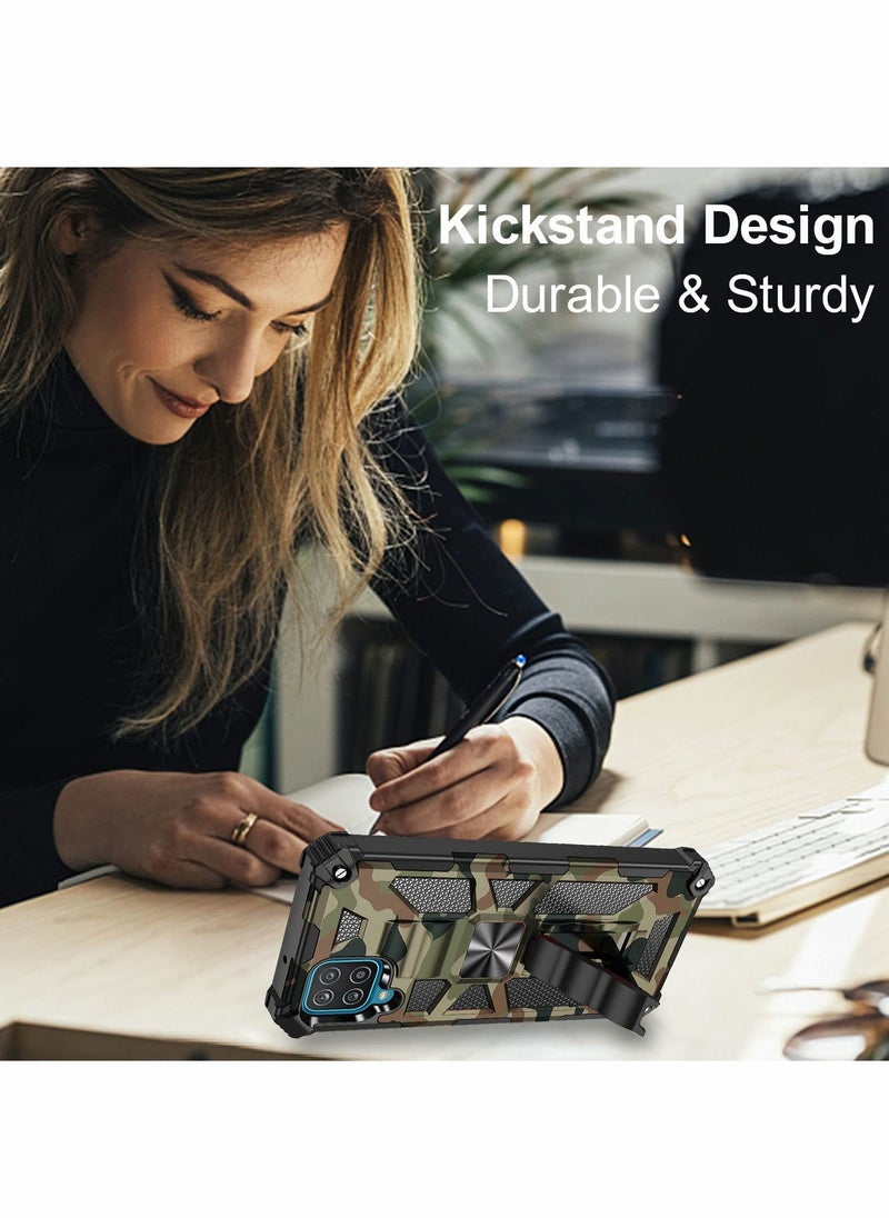 KASTWAVE - KASTWAVE Case for Samsung Galaxy A12 Case / M12 Case with Kickstand Camo Grade Rugged Cover Drop Protection Shockproof Built-in Magnetic Case for Samsung A12 /M12 Cover Case （Army Green） - Image 1