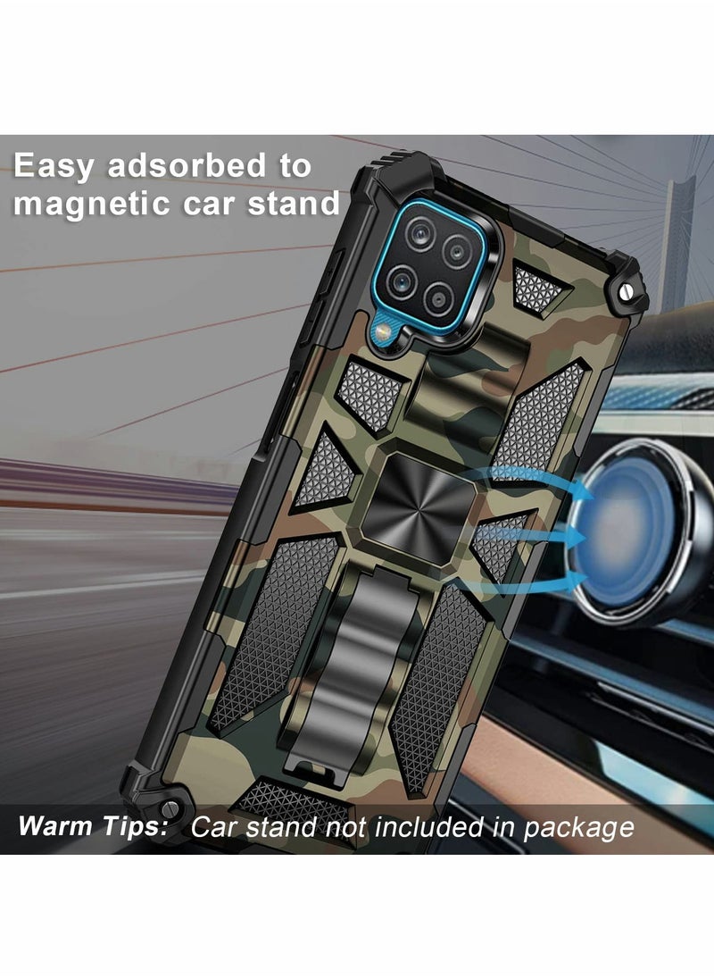 KASTWAVE - KASTWAVE Case for Samsung Galaxy A12 Case / M12 Case with Kickstand Camo Grade Rugged Cover Drop Protection Shockproof Built-in Magnetic Case for Samsung A12 /M12 Cover Case （Army Green） - Image 1