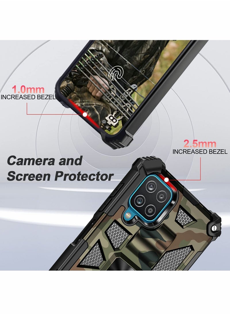 KASTWAVE - KASTWAVE Case for Samsung Galaxy A12 Case / M12 Case with Kickstand Camo Grade Rugged Cover Drop Protection Shockproof Built-in Magnetic Case for Samsung A12 /M12 Cover Case （Army Green） - Image 1