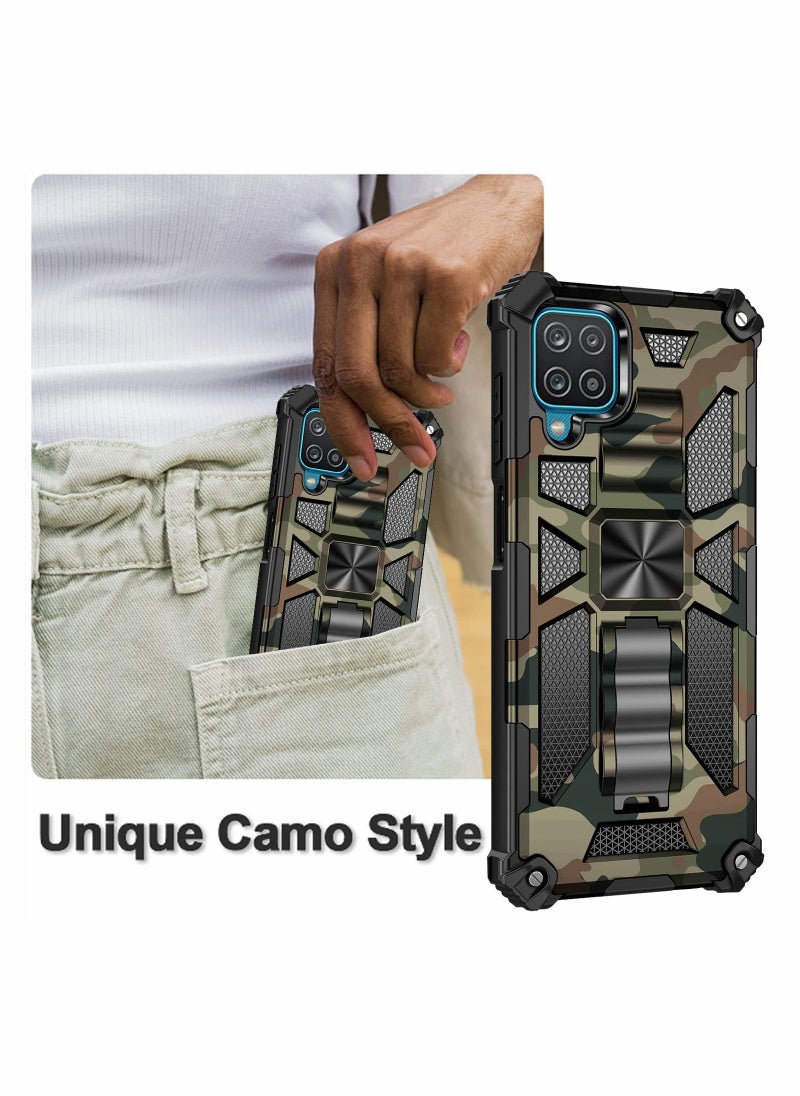 KASTWAVE - KASTWAVE Case for Samsung Galaxy A12 Case / M12 Case with Kickstand Camo Grade Rugged Cover Drop Protection Shockproof Built-in Magnetic Case for Samsung A12 /M12 Cover Case （Army Green） - Image 1