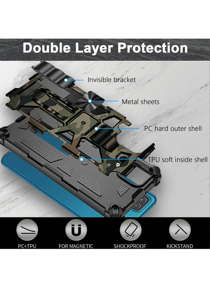 KASTWAVE - KASTWAVE Case for Samsung Galaxy A12 Case / M12 Case with Kickstand Camo Grade Rugged Cover Drop Protection Shockproof Built-in Magnetic Case for Samsung A12 /M12 Cover Case （Army Green） - Image 1