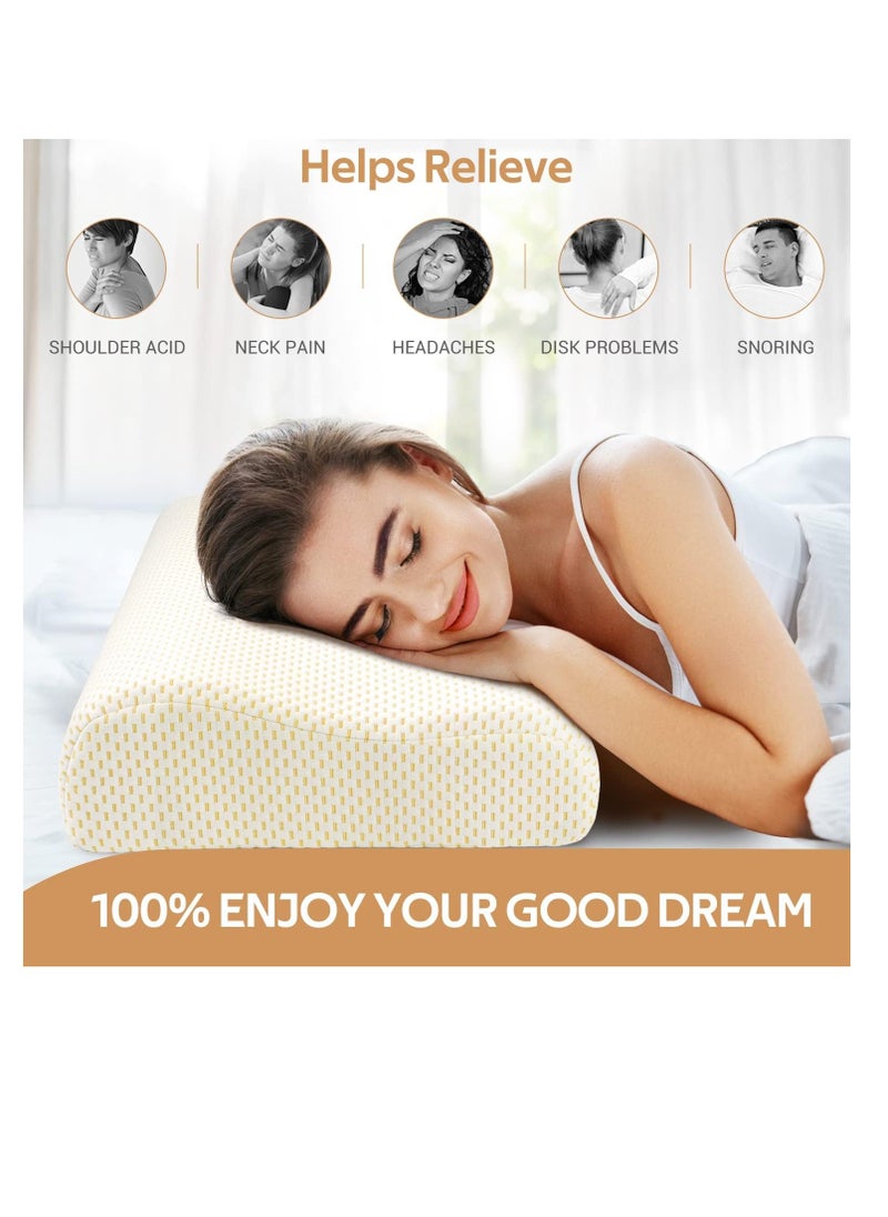 Generic - 60 cm x 35.05 cm memory foam pillow for neck support, comfortable for sleeping, orthopedic for side and back support, gold - Image 1