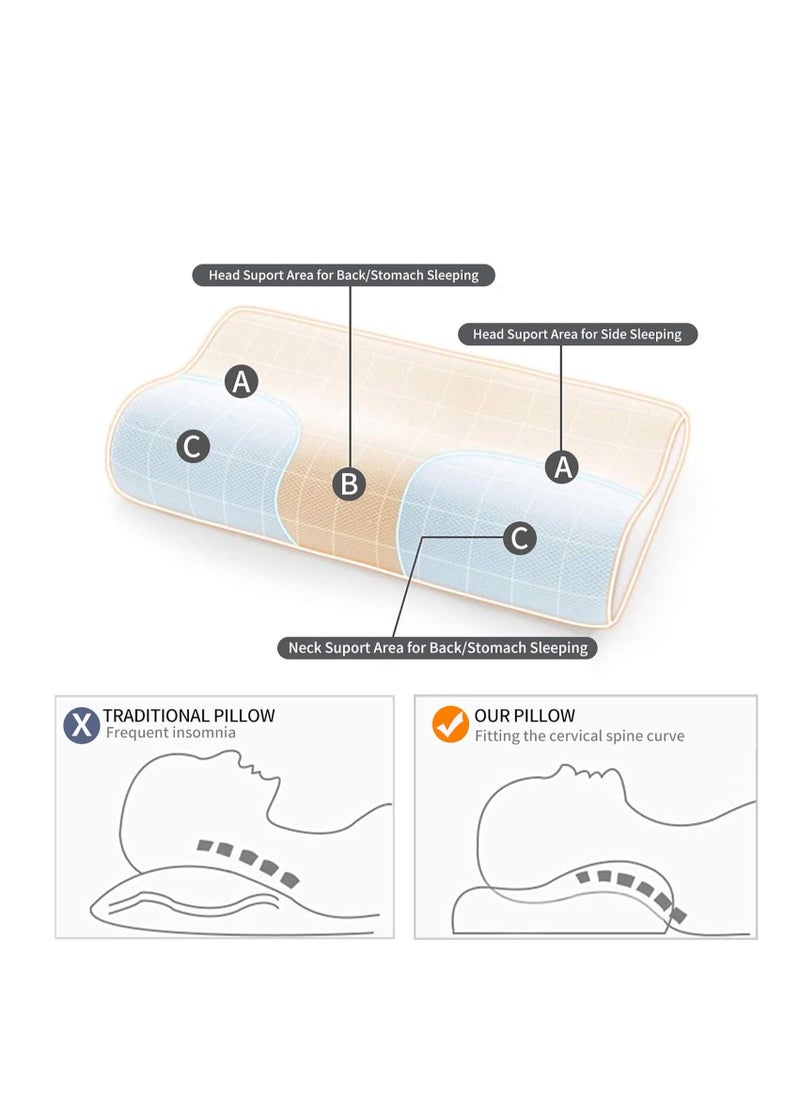 Generic - 60 cm x 35.05 cm memory foam pillow for neck support, comfortable for sleeping, orthopedic for side and back support, gold - Image 1