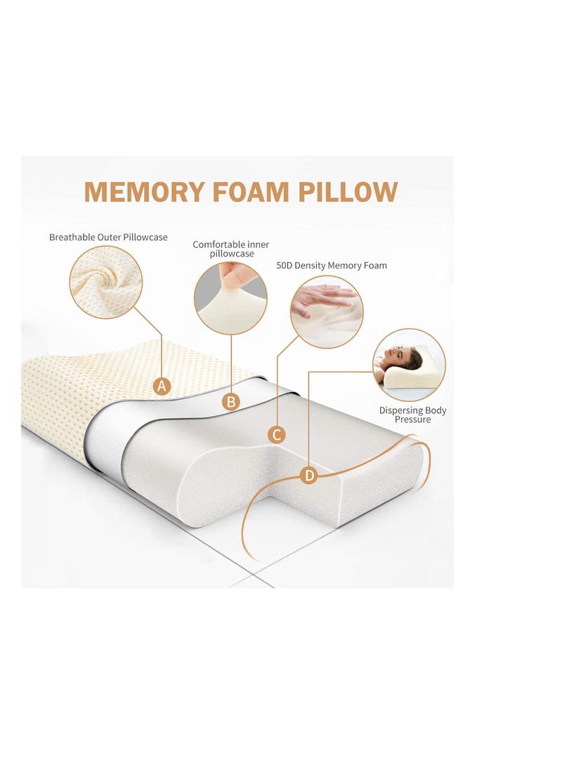 Generic - 60 cm x 35.05 cm memory foam pillow for neck support, comfortable for sleeping, orthopedic for side and back support, gold - Image 1