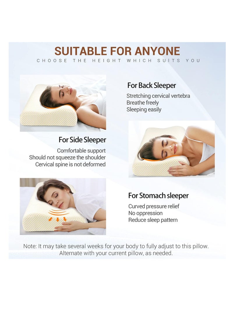 Generic - 60 cm x 35.05 cm memory foam pillow for neck support, comfortable for sleeping, orthopedic for side and back support, gold - Image 1