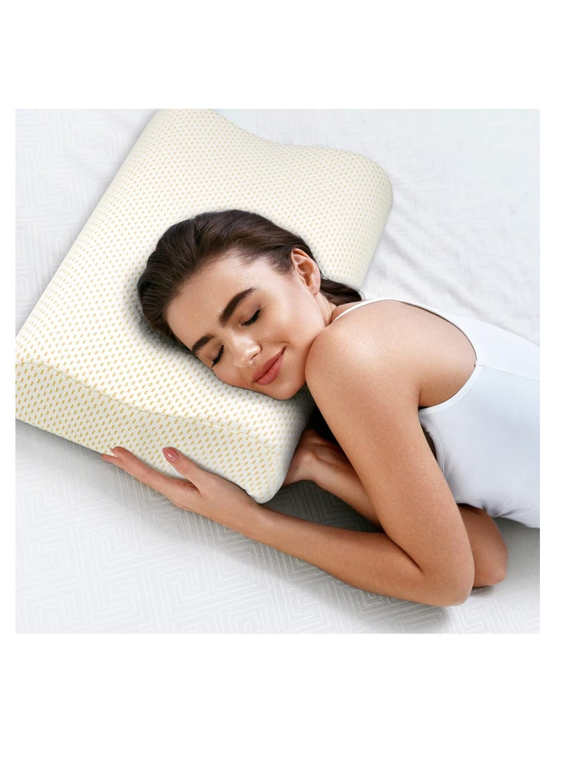Generic - 60 cm x 35.05 cm memory foam pillow for neck support, comfortable for sleeping, orthopedic for side and back support, gold - Image 1