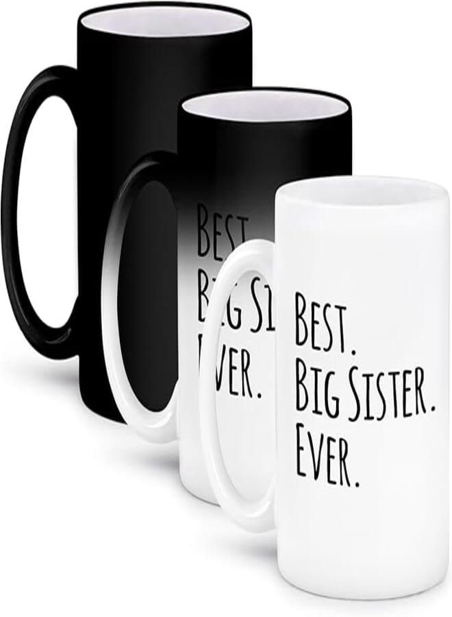 3dRose Best Big Sister Ever-Gifts for siblings-black text Magic Transforming Mug, 11 oz