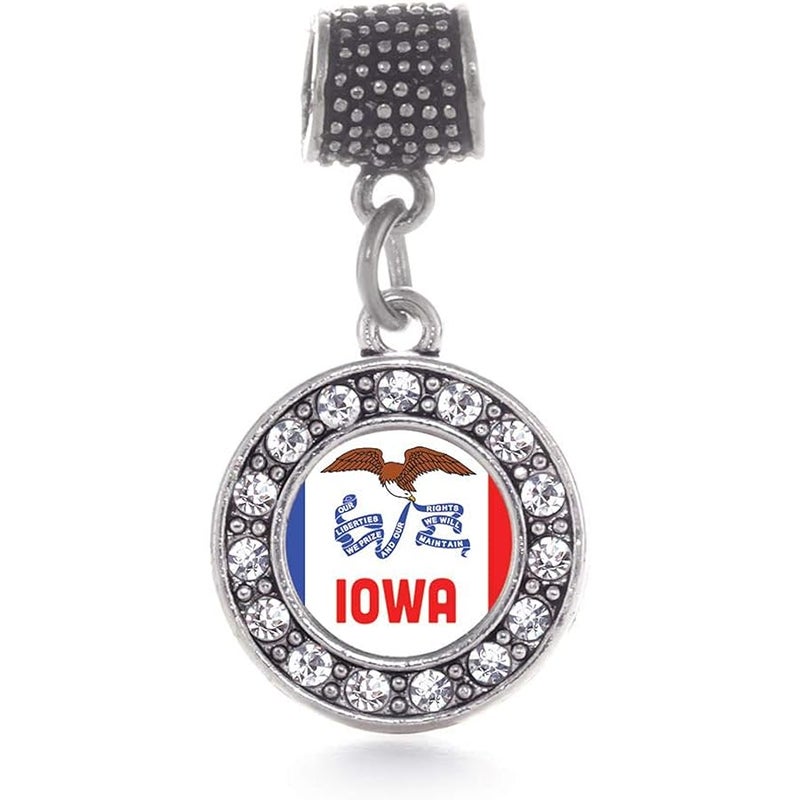 Inspired Silver - Silver Circle Charm for Bracelet with Cubic Zirconia Jewelry - Image 1