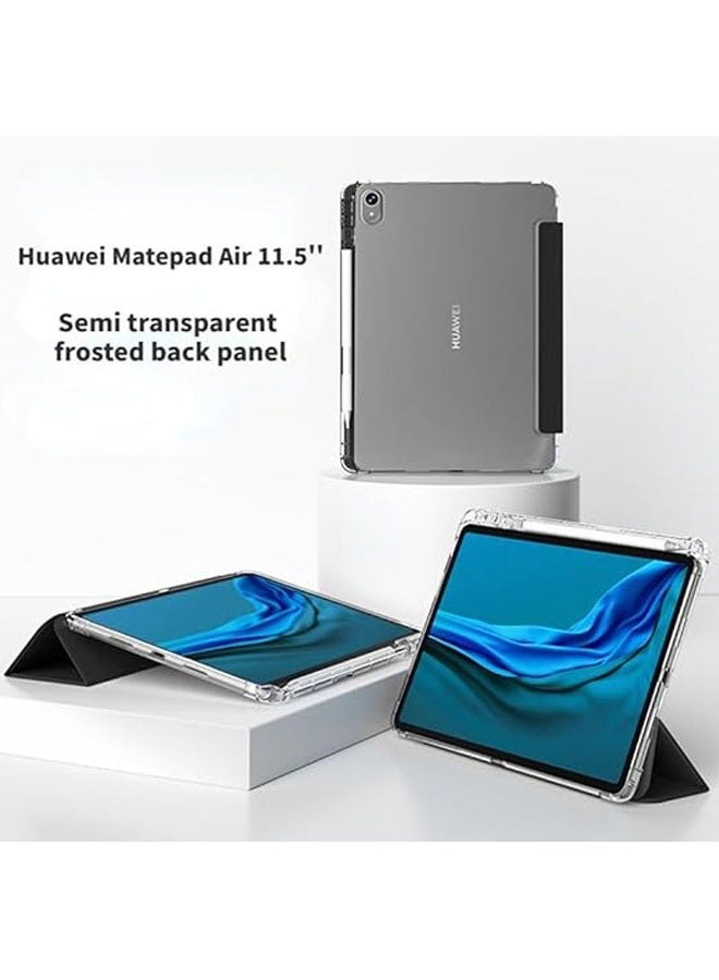 عام غطاء متوافق مع Huawei MatePad Air 11.5 إنش 2023، ذكي ورفيع متعدد الطبقات بتصميم ثلاثي وميزة إيقاف التشغيل/التشغيل التلقائي وحامل للقلم الألكتروني، وظهر شفاف وشفافية كاملة لجهاز MatePad Air 11.5' '. - Image 4