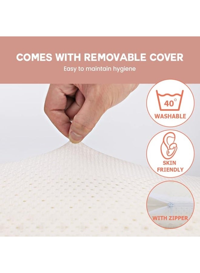 زوج وسائد من اللاتكس الطبيعي – دعم متوسط وتصميم مريح بثلاث مناطق للنوم على الظهر، الجنب أو البطن، مع غطاء قابل للغسل - Image 3