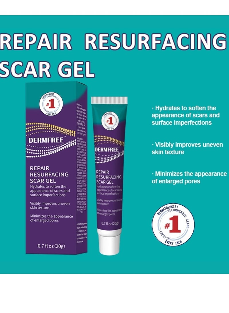 DERMFREE Repair Resurfacing Scar Gel Scar Removal Cream Reduce Scars and Marks for Dead Skin Elimination Minimize Pores Damaged Skin Acne Scars Pregnancy Lines Hydrates and Skin Repair 20g - Image 2