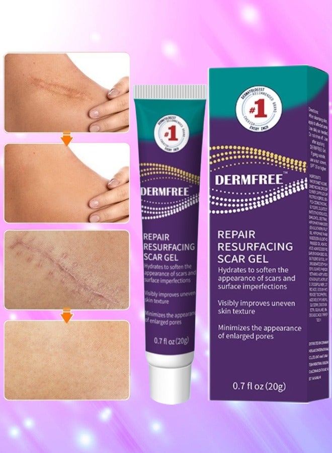 DERMFREE Repair Resurfacing Scar Gel Scar Removal Cream Reduce Scars and Marks for Dead Skin Elimination Minimize Pores Damaged Skin Acne Scars Pregnancy Lines Hydrates and Skin Repair 20g - Image 1