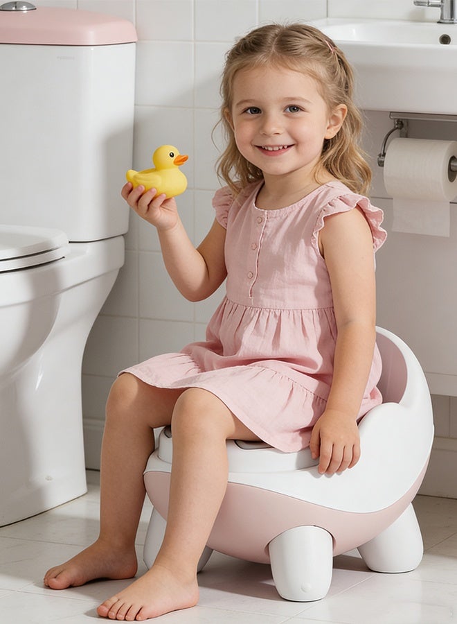 مقعد تدريب على استخدام المرحاض للأطفال الصغار مع وعاء قابل للفصل ومسند ظهر مرتفع، مقعد تدريب محمول للسفر للأطفال الصغار مع واقي من الرذاذ، مانع للانزلاق للأولاد والبنات، للاستخدام الداخلي والخارجي، وردي - Image 4